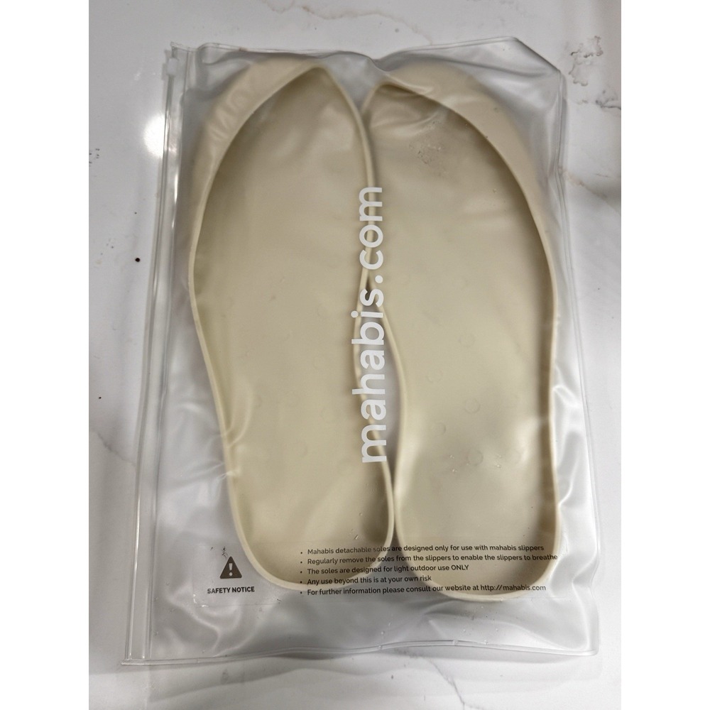 Mahabis Detachable Slipper Soles Cream Replacement Rubber Outsoles Size Large